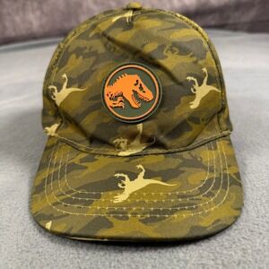 Jurassic World Dominion Camo Dinosaur Baseball Cap Green Orange T-Rex Hat OSFM